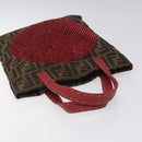 FENDI Zucca Canvas Hand Bag Sequin Black Brown Auth hk2107V-6