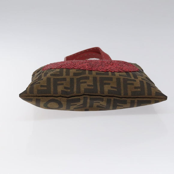 FENDI Zucca Canvas Hand Bag Sequin Black Brown Auth hk2107V