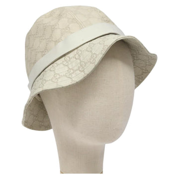 GUCCI GG Canvas Guccissima Hat M White Auth hk2110