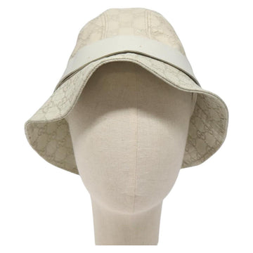 GUCCI GG Canvas Guccissima Hat M White Auth hk2110 - 0