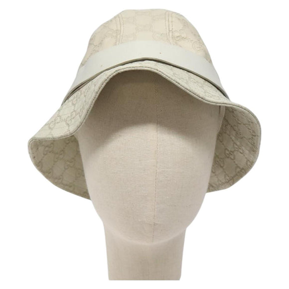 GUCCI GG Canvas Guccissima Hat M White Auth hk2110