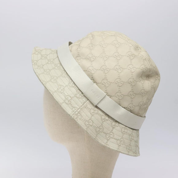 GUCCI GG Canvas Guccissima Hat M White Auth hk2110