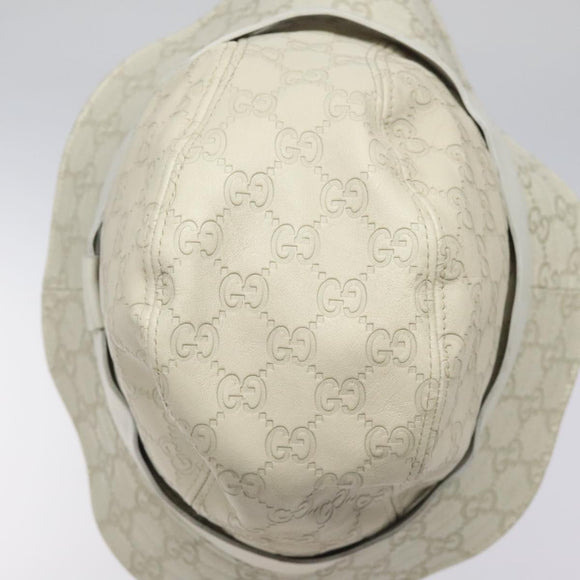 GUCCI GG Canvas Guccissima Hat M White Auth hk2110