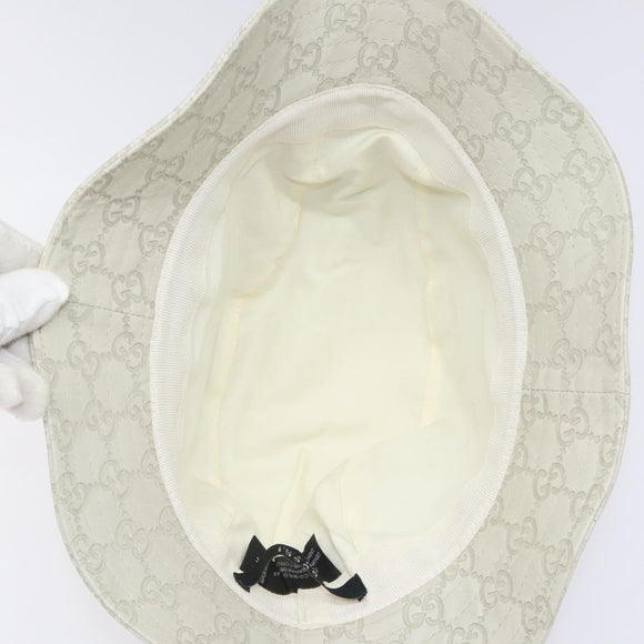 GUCCI GG Canvas Guccissima Hat M White Auth hk2110