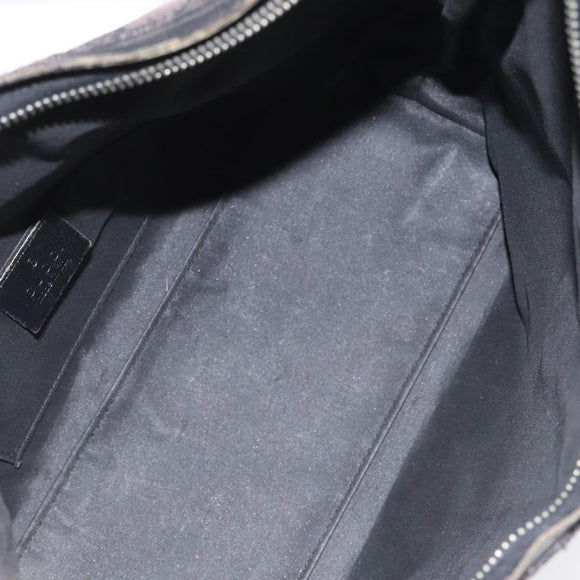 GUCCI GG Canvas Shoulder Bag Black Silver 000 0602 Auth hk2121