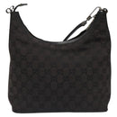 GUCCI GG Canvas Shoulder Bag Black Silver 000 0602 Auth hk2121-2