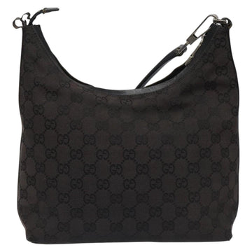 GUCCI GG Canvas Shoulder Bag Black Silver 000 0602 Auth hk2121 - 0