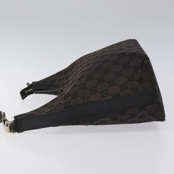 GUCCI GG Canvas Shoulder Bag Black Silver 000 0602 Auth hk2121