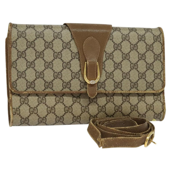 GUCCI GG Supreme Shoulder Bag PVC Beige Gold 904 02 050 Auth hk2124