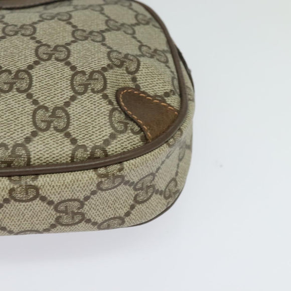 GUCCI GG Supreme Web Sherry Line Shoulder Bag PVC Beige Gold Auth hk2136