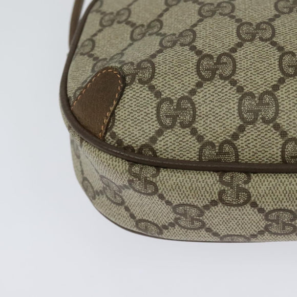 GUCCI GG Supreme Web Sherry Line Shoulder Bag PVC Beige Gold Auth hk2136