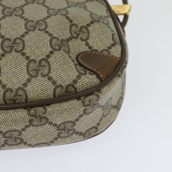 GUCCI GG Supreme Web Sherry Line Shoulder Bag PVC Beige Gold Auth hk2136