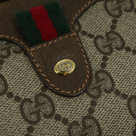 GUCCI GG Supreme Web Sherry Line Shoulder Bag PVC Beige Gold Auth hk2136