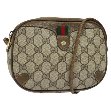 GUCCI GG Supreme Web Sherry Line Shoulder Bag PVC Beige Gold Auth hk2136