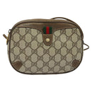 GUCCI GG Supreme Web Sherry Line Shoulder Bag PVC Beige Gold Auth hk2136-13