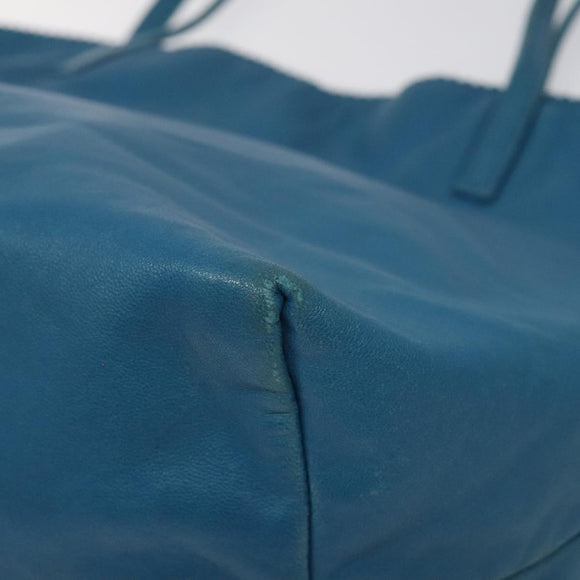 LOEWE anagram Tote Bag Leather Blue Auth hk2144