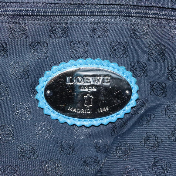 LOEWE anagram Tote Bag Leather Blue Auth hk2144