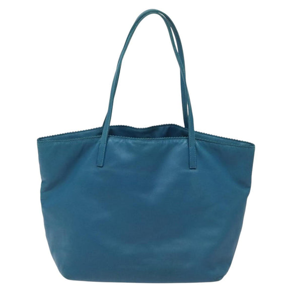 LOEWE anagram Tote Bag Leather Blue Auth hk2144