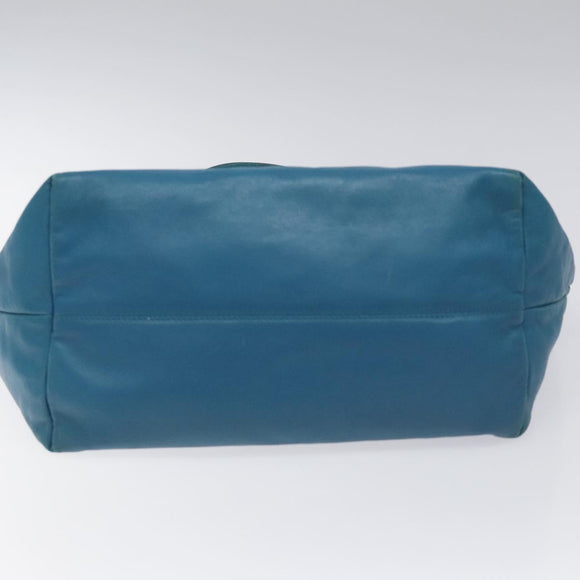 LOEWE anagram Tote Bag Leather Blue Auth hk2144