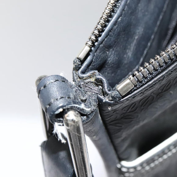 LOEWE Anagram Shoulder Bag PVC Black Silver Auth hk2150