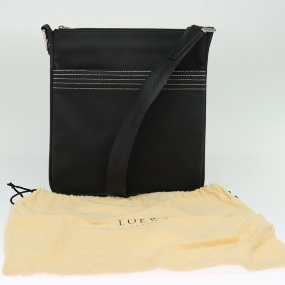 LOEWE Anagram Shoulder Bag PVC Black Silver Auth hk2150