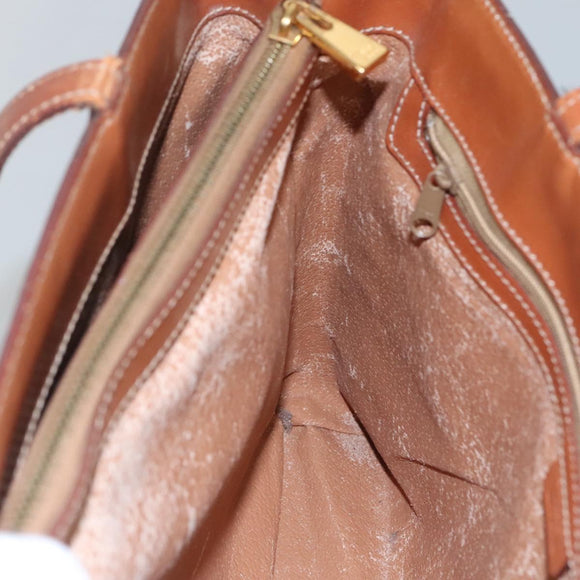 CELINE Macadam Canvas Hand Bag PVC Leather Gold Brown Auth hk2156