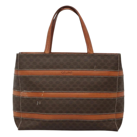 CELINE Macadam Canvas Hand Bag PVC Leather Gold Brown Auth hk2156