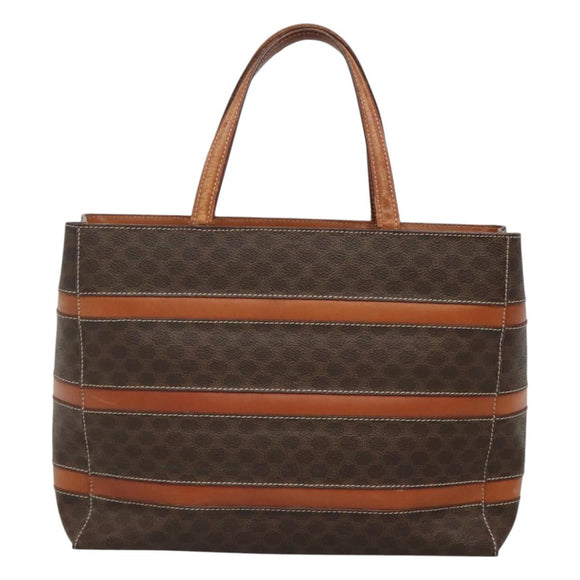 CELINE Macadam Canvas Hand Bag PVC Leather Gold Brown Auth hk2156