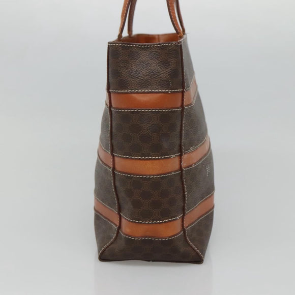 CELINE Macadam Canvas Hand Bag PVC Leather Gold Brown Auth hk2156