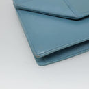SAINT LAURENT Chain Shoulder Bag Leather Blue Gold Auth hk2168-15