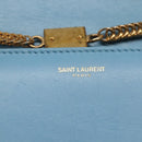 SAINT LAURENT Chain Shoulder Bag Leather Blue Gold Auth hk2168-18