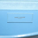 SAINT LAURENT Chain Shoulder Bag Leather Blue Gold Auth hk2168-9