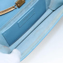 SAINT LAURENT Chain Shoulder Bag Leather Blue Gold Auth hk2168-10