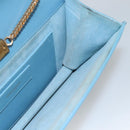 SAINT LAURENT Chain Shoulder Bag Leather Blue Gold Auth hk2168-19