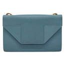 SAINT LAURENT Chain Shoulder Bag Leather Blue Gold Auth hk2168-13