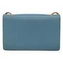 SAINT LAURENT Chain Shoulder Bag Leather Blue Gold Auth hk2168-2