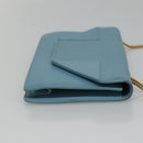 SAINT LAURENT Chain Shoulder Bag Leather Blue Gold Auth hk2168-3