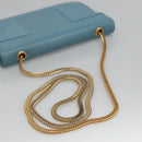 SAINT LAURENT Chain Shoulder Bag Leather Blue Gold Auth hk2168-7