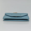 SAINT LAURENT Chain Shoulder Bag Leather Blue Gold Auth hk2168-5