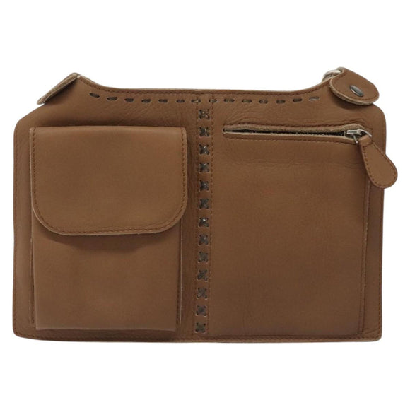 BOTTEGA VENETA Waist bag Leather Brown Auth hk2178