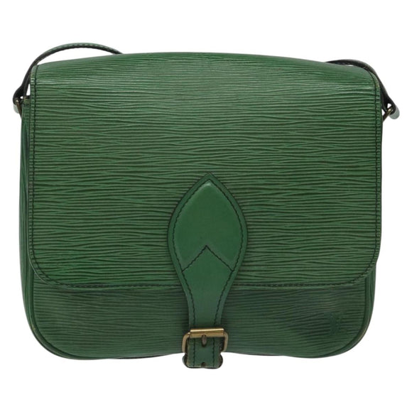 LOUIS VUITTON Epi Cartouchiere MM Shoulder Bag Green M52244 LV Auth hk2184