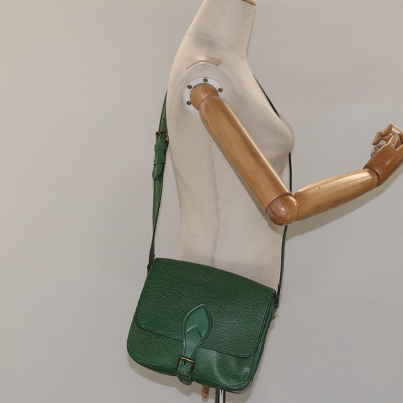 LOUIS VUITTON Epi Cartouchiere MM Shoulder Bag Green M52244 LV Auth hk2184