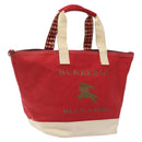 BURBERRY Blue Label Tote Bag Canvas Red Beige Auth hk2190-1