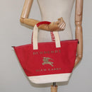 BURBERRY Blue Label Tote Bag Canvas Red Beige Auth hk2190-18