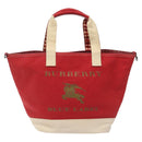 BURBERRY Blue Label Tote Bag Canvas Red Beige Auth hk2190-13