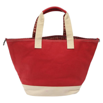 BURBERRY Blue Label Tote Bag Canvas Red Beige Auth hk2190 - 0