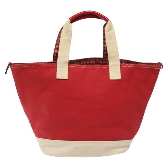 BURBERRY Blue Label Tote Bag Canvas Red Beige Auth hk2190