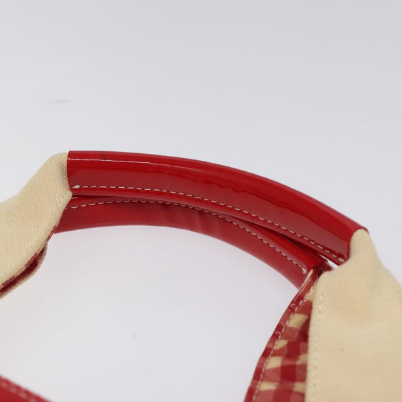BURBERRY Blue Label Tote Bag Canvas Red Beige Auth hk2190