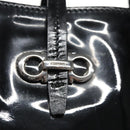 Salvatore Ferragamo Gancini Hand Bag Patent leather Black Silver Auth hk2206-10