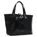 Salvatore Ferragamo Gancini Hand Bag Patent leather Black Silver Auth hk2206-1